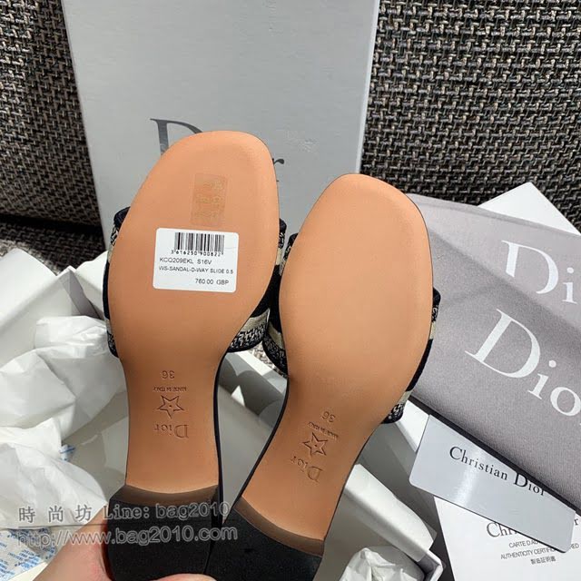 DIOR女鞋 迪奧2021專櫃新款磨砂新大底涼拖 Dior一字型刺繡平拖  naq1510